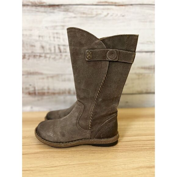 Born Tonic Wet Weather Brown Oiled Suede Leather Mid Calf Rustic